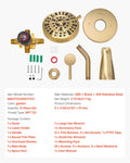 Cefito Brass Tub Shower Faucet Set 127mm Rainfall Head Gold