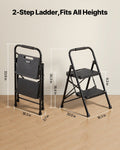 2 Step Ladder Folding Anti-Slip 272kg Capacity Steel Kitchen Home