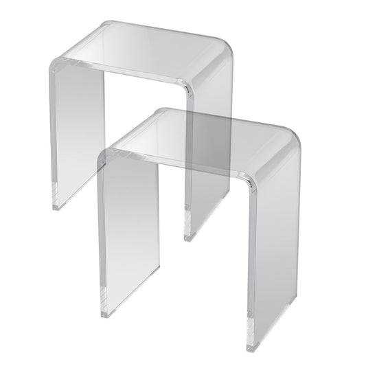 Acrylic End Table 2pc C-Shaped Clear Side Tables Living Room