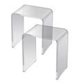 Acrylic End Table 2pc C-Shaped Clear Side Tables Living Room