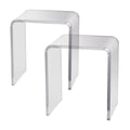 Acrylic End Table 2pc C-Shaped Clear Side Tables Living Room