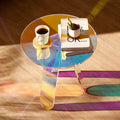 Round Iridescent Acrylic Side Table Clear Rainbow Coffee End Table
