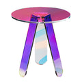 Round Iridescent Acrylic Side Table Clear Rainbow Coffee End Table