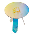 Round Iridescent Acrylic Side Table Clear Rainbow Coffee End Table