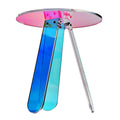 Round Iridescent Acrylic Side Table Clear Rainbow Coffee End Table