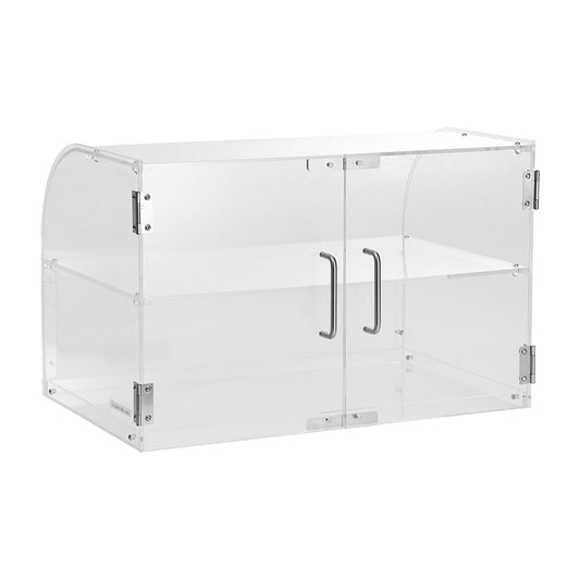 Pastry Display Case, 2-Tier Commercial Countertop Bakery Display Case, Acrylic Display Box with Rear Door Access & Removable Shelves, Keep Fresh for Donut Bagels Cake Cookie