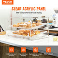 Pastry Display Case 2-Tier Acrylic Bakery Countertop Rear Door