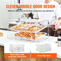 Pastry Display Case 2-Tier Acrylic Bakery Countertop Rear Door