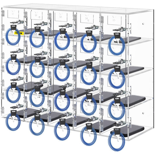 Acrylic Phone Locker Storage Cabinet 20 Slots w/ Keys Clear