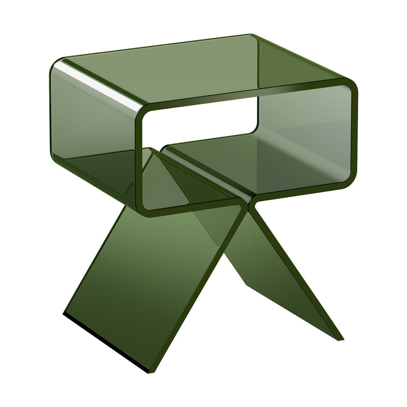 Acrylic Nightstand Side Table 30x39x43cm Green Storage Shelf