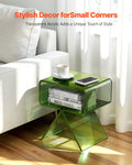 Acrylic Nightstand Side Table 30x39x43cm Green Storage Shelf
