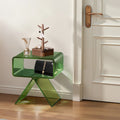 Acrylic Nightstand Side Table 30x39x43cm Green Storage Shelf