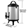 Stainless Steel Insulated Beverage Dispenser, 6 Liter, Thermal Hot and Cold Drink Server Dispenser with Spigot Handle, Food-grade for Hot Tea Coffee Water Restaurant Drink Shop