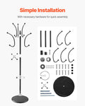 Freestanding Coat Rack Metal 14 Hooks Umbrella Holder Marble Base