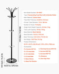 Freestanding Coat Rack Metal 14 Hooks Umbrella Holder Marble Base