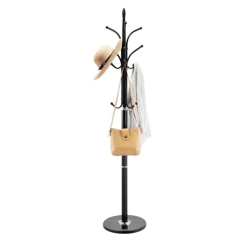 Coat Rack Freestanding 6 Hooks Marble Base Modern Clothes Hanger