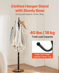 Coat Rack Freestanding 6 Hooks Marble Base Modern Clothes Hanger