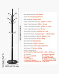 Coat Rack Freestanding 6 Hooks Marble Base Modern Clothes Hanger
