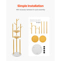 Coat Rack, Freestanding Coat Rack Stand with Quartz Stone Base & 9 Hooks, Free Standing Hall Coat Tree for Entryway, Bedroom, Office, Living Room, Modern Clothes Hanger for Coat, Hat, Scarf, Bag