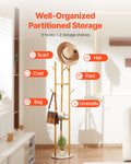 Freestanding Coat Rack Stand 9 Hooks Quartz Stone Base Modern