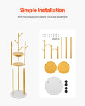 Freestanding Coat Rack Stand 9 Hooks Quartz Stone Base Modern