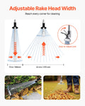 Leaf Rake 15 Metal Tines Adjustable 19-57cm Wide Stainless Steel