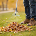Leaf Rake 15 Metal Tines Adjustable 19-57cm Wide Stainless Steel