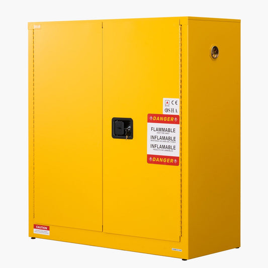 Flammable Cabinet, 109.2 x 46 x 118 cm, 29 Gallon Flammable Storage Cabinet with Adjustable Shelf, Cold-Rolled and Galvanized Steel Fire Cabinets, for Commercial Industrial and Home Use, Yellow