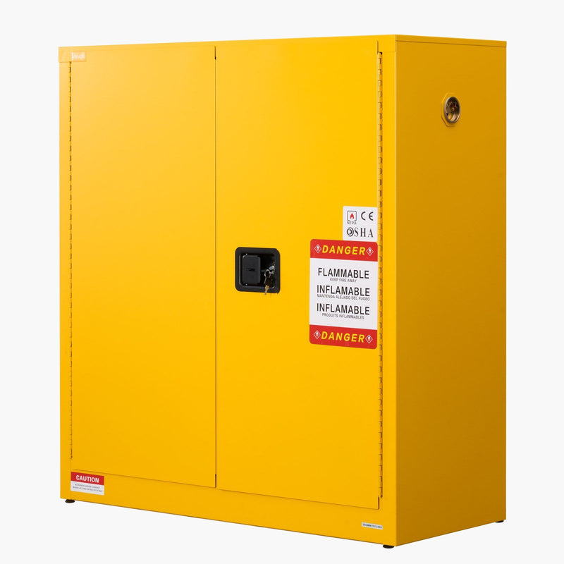 Flammable Cabinet 29 Gallon Yellow Steel Storage Adjustable Shelf