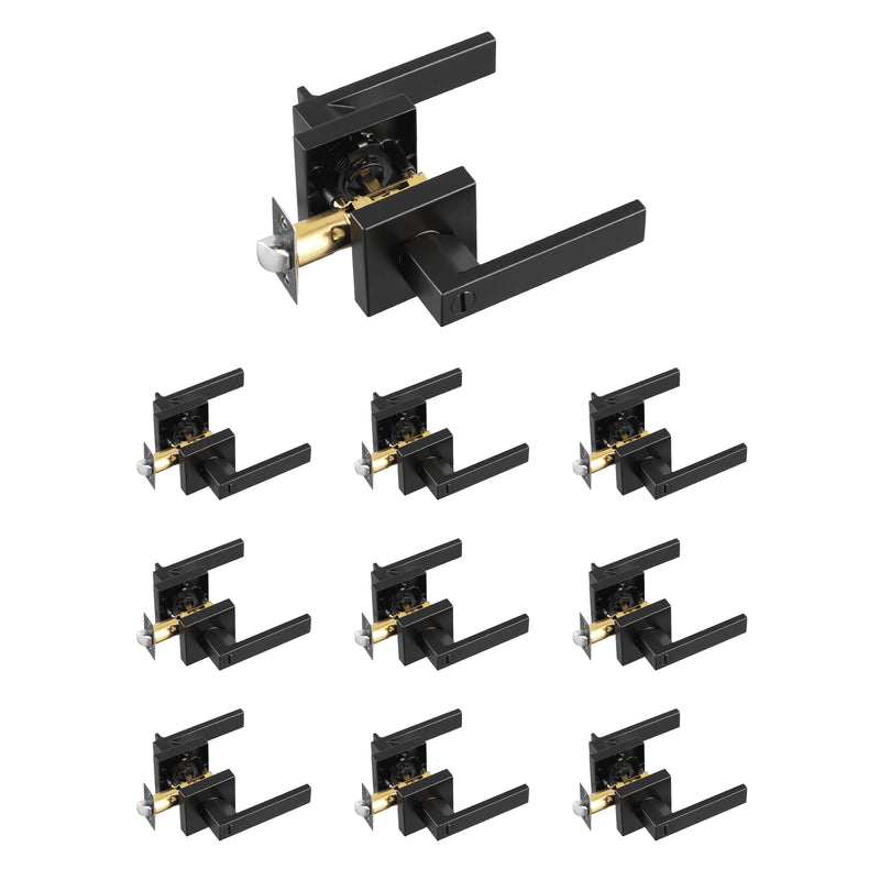 Door Handle Privacy Lock 10 Pack Matte Black Lever Reversible