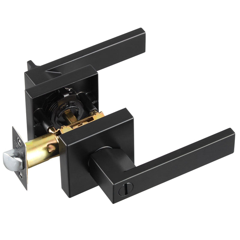 Privacy Door Handle Matte Black Lever Keyless Lock Left Right