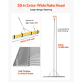 Landscape Rake, 914 mm Wide Head 3380 mm Handle, Large Heavy Duty Aluminum Landscaping Leaf Rake Tool, Asphalt Level for Loosening Soil, Garden & Yard, Pond Gravel & Beach Lawn Care, 15.8m Rope