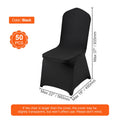 Stretch Spandex Folding Chair Covers, Universal Fitted Chair Cover, Removable Washable Protective Slipcovers, for Wedding, Holiday, Banquet, Party, Celebration, Dining (50PCS Black)
