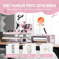Heat Press 12x15 5in1 Tumbler T-Shirt Pink 30oz Cap