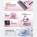 Heat Press 12x15 5in1 Tumbler T-Shirt Pink 30oz Cap