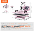 Heat Press 12x15 5in1 Tumbler T-Shirt Pink 30oz Cap