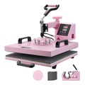 Heat Press Machine, 15 x 15 inch, 5 in 1 Heat Transfer Machine with 30 oz Tumbler Press, 360° Swing Away T-Shirt Pressing, Digital Precise Control, for T-Shirts/Mugs/Hats/Plates, Pink