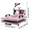 Heat Press Machine, 15 x 15 inch, 5 in 1 Heat Transfer Machine with 30 oz Tumbler Press, 360° Swing Away T-Shirt Pressing, Digital Precise Control, for T-Shirts/Mugs/Hats/Plates, Pink