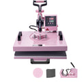 Heat Press Machine, 15 x 15 inch, 5 in 1 Heat Transfer Machine with 30 oz Tumbler Press, 360° Swing Away T-Shirt Pressing, Digital Precise Control, for T-Shirts/Mugs/Hats/Plates, Pink