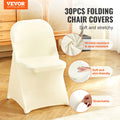 Stretch Spandex Chair Covers 30PCS Ivory White Folding Fitted Washable