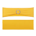 Stretch Spandex Chair Sashes, Chair Slipcover and Stretch Chair Sash with Round Buckle, Elastic Chair Bands, Fitting Wedding, Holiday, Banquet, Party Chair Decoration (100 PCS Golden Yellow)