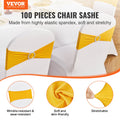 Stretch Spandex Chair Sashes 100 PCS Golden Yellow Wedding Party