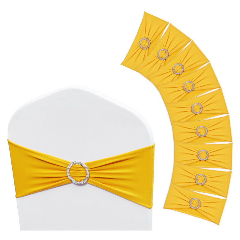 Stretch Chair Sashes 50pcs Golden Yellow Spandex Wedding Party