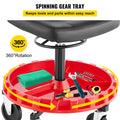 Shop Stool, 135 kg Rolling Garage Stool, 56 cm to 66 cm Adjustable Height Mobile Rolling Gear Seat, Round Tray Garage Pneumatic Stool, All-Terrain 12.7 cm Casters with Two Brakes Mechanic Seat