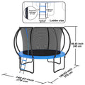 10FT Trampoline, 330 lbs Trampoline with Enclosure Net, Ladder, and Curved Pole, Heavy Duty Trampoline with Jumping Mat and Spring Cover Padding, Outdoor Recreational Trampolines for Kids Adults