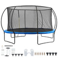 14FT Trampoline, 450 lbs Trampoline with Enclosure Net, Ladder, and Curved Pole, Heavy Duty Trampoline with Jumping Mat and Spring Cover Padding, Outdoor Recreational Trampolines for Kids Adults