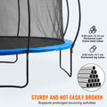 14FT Trampoline, 450 lbs Trampoline with Enclosure Net, Ladder, and Curved Pole, Heavy Duty Trampoline with Jumping Mat and Spring Cover Padding, Outdoor Recreational Trampolines for Kids Adults