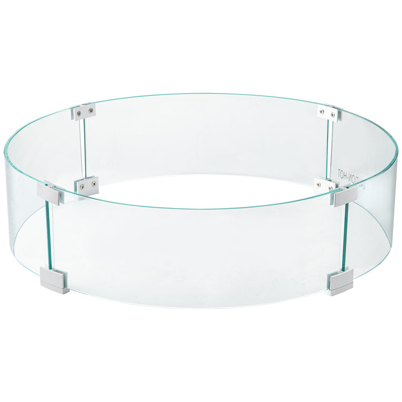 Fire Pit Wind Guard 23x23x6 Tempered Glass Flame Shield Propane