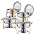 Chafing Dish 5Qt 4 Pack Stainless Steel Buffet Warmer Server Catering