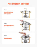 Chafing Dish 5Qt 4 Pack Stainless Steel Buffet Warmer Server Catering